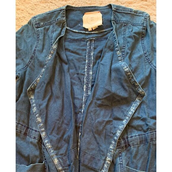 HEI HEI Anthropologie High Plains Chambray Anorak light denim OPEN jean JACKET - Picture 4 of 7